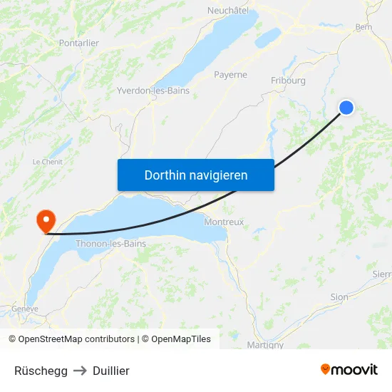 Rüschegg to Duillier map