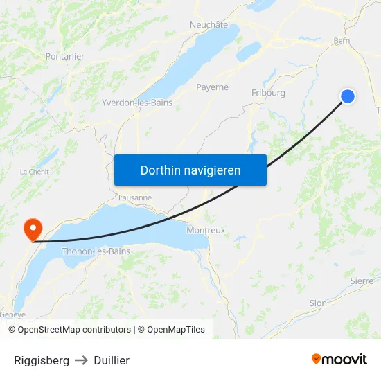 Riggisberg to Duillier map