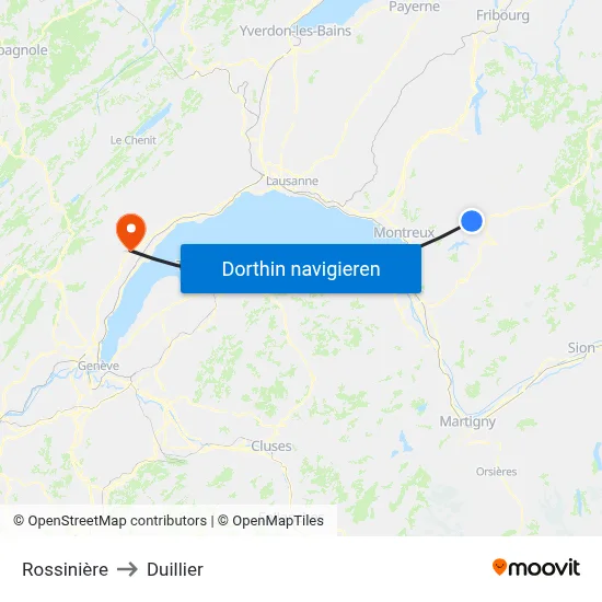 Rossinière to Duillier map