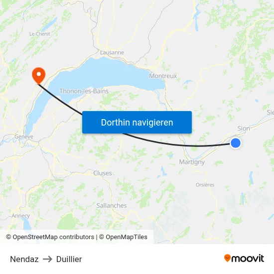 Nendaz to Duillier map