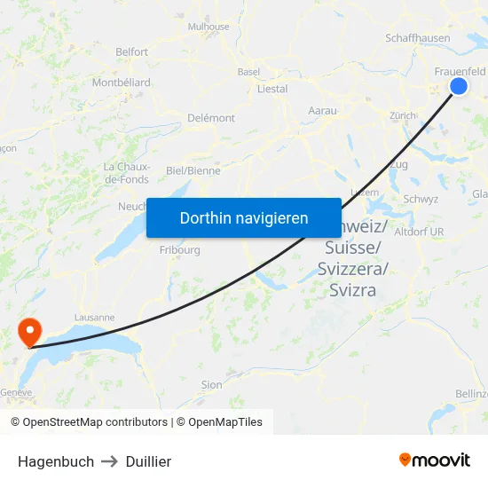 Hagenbuch to Duillier map