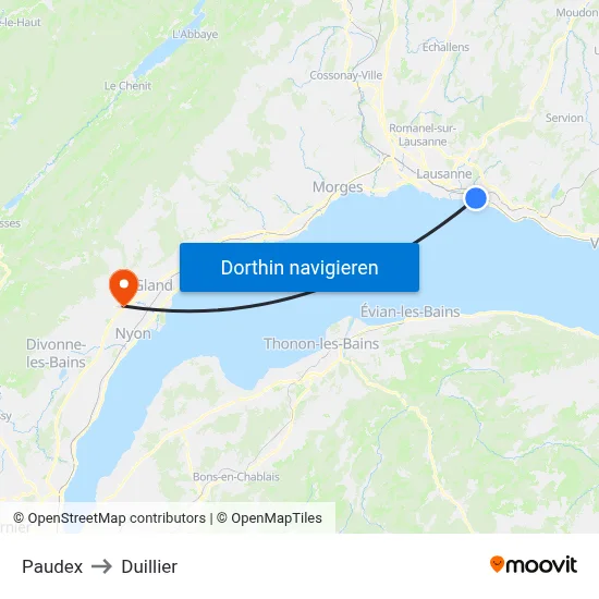 Paudex to Duillier map