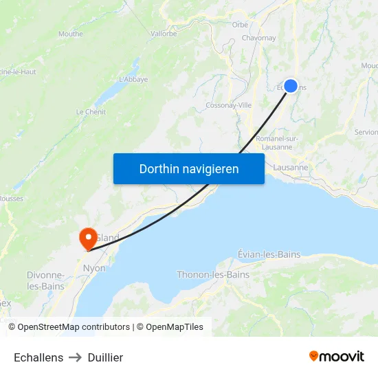 Echallens to Duillier map