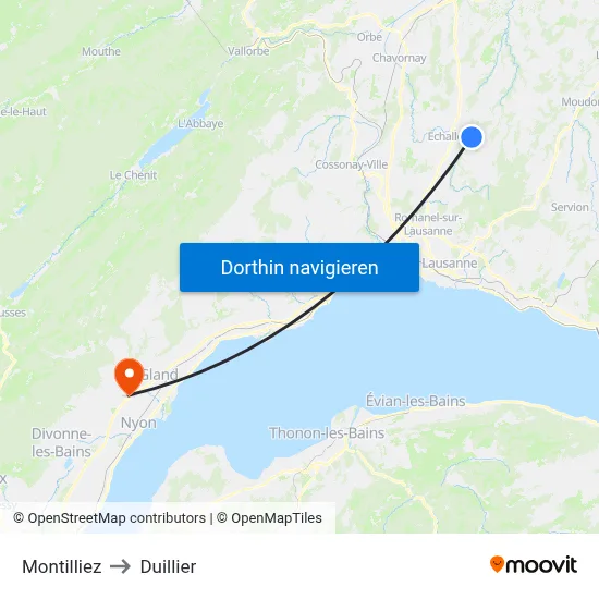 Montilliez to Duillier map