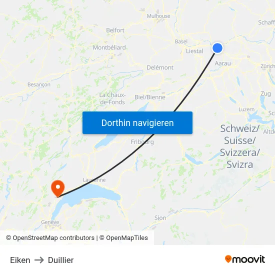 Eiken to Duillier map
