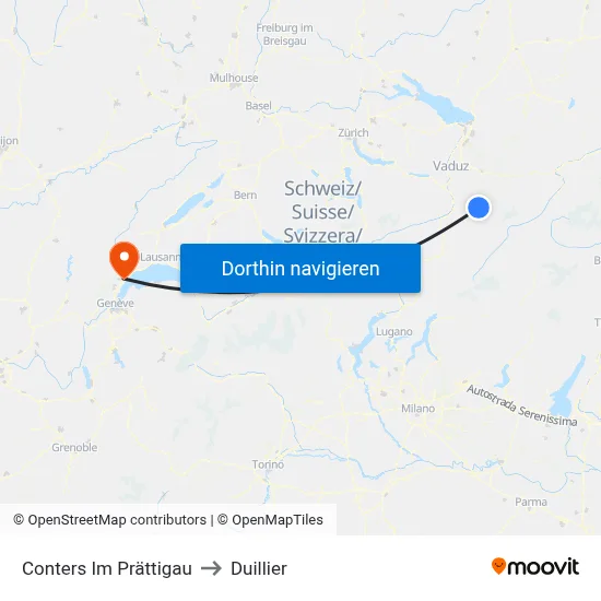 Conters Im Prättigau to Duillier map