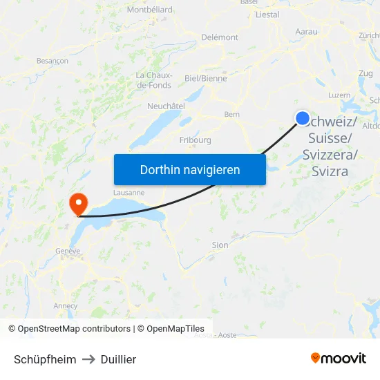 Schüpfheim to Duillier map
