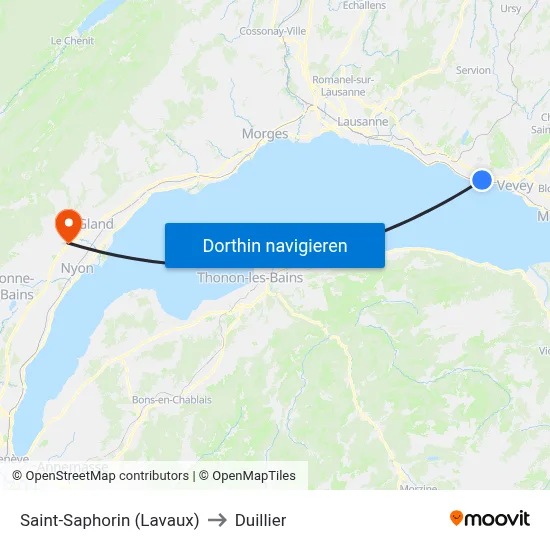 Saint-Saphorin (Lavaux) to Duillier map