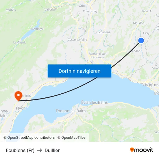 Ecublens (Fr) to Duillier map
