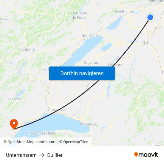 Unterramsern to Duillier map