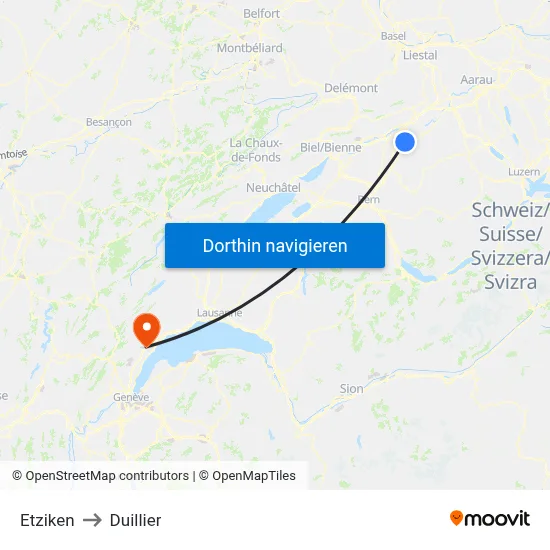 Etziken to Duillier map