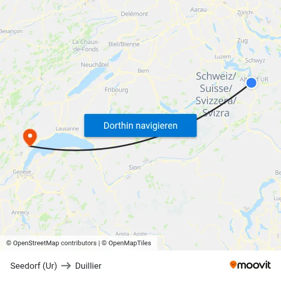 Seedorf (Ur) to Duillier map