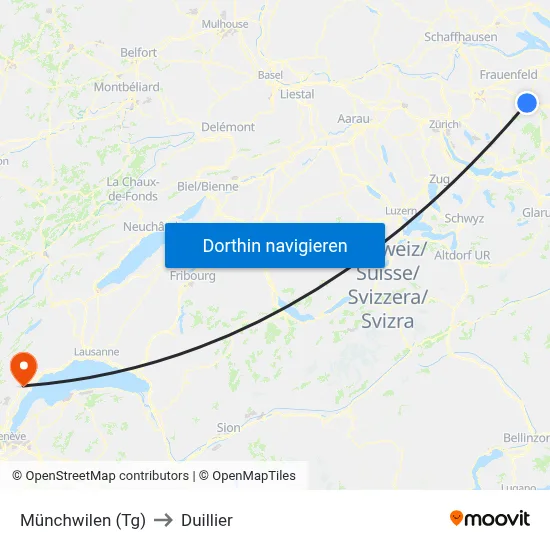 Münchwilen (Tg) to Duillier map