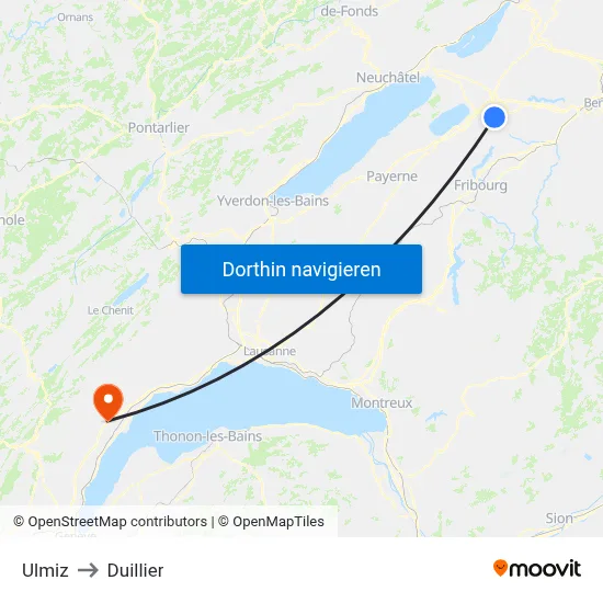 Ulmiz to Duillier map