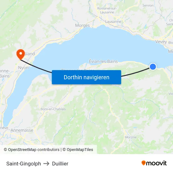 Saint-Gingolph to Duillier map