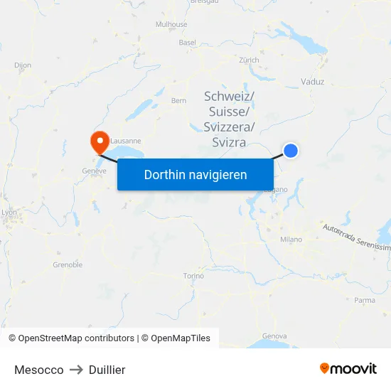 Mesocco to Duillier map