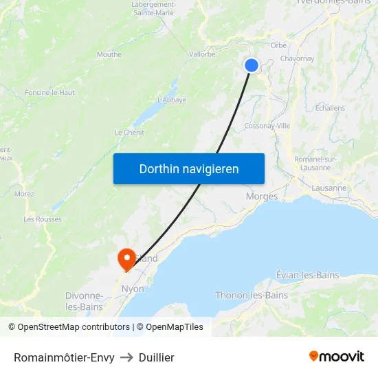 Romainmôtier-Envy to Duillier map