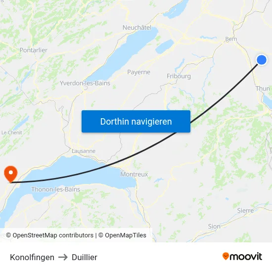 Konolfingen to Duillier map
