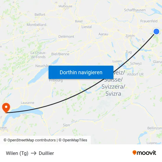 Wilen (Tg) to Duillier map