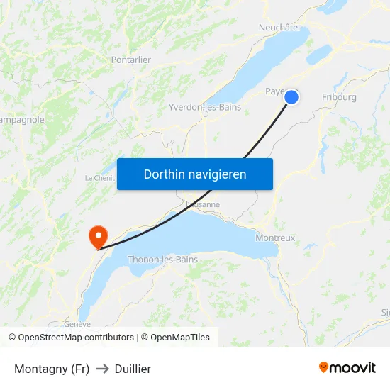 Montagny (Fr) to Duillier map