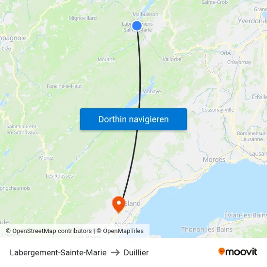 Labergement-Sainte-Marie to Duillier map