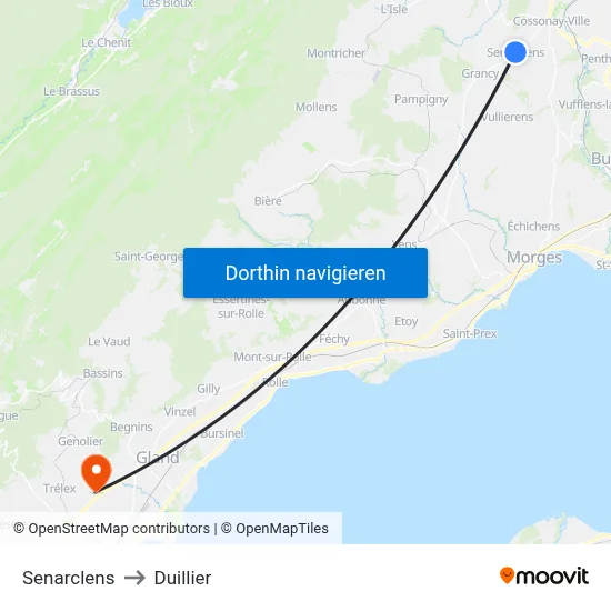 Senarclens to Duillier map
