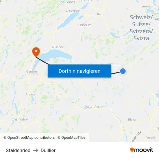 Staldenried to Duillier map