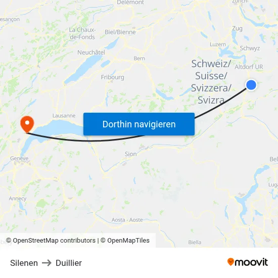 Silenen to Duillier map