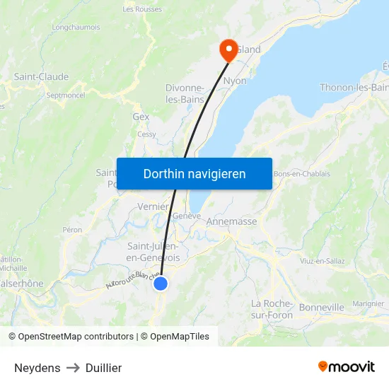 Neydens to Duillier map