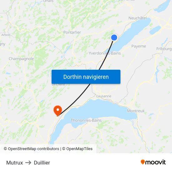 Mutrux to Duillier map