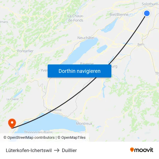 Lüterkofen-Ichertswil to Duillier map