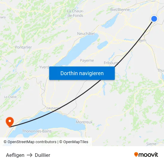 Aefligen to Duillier map