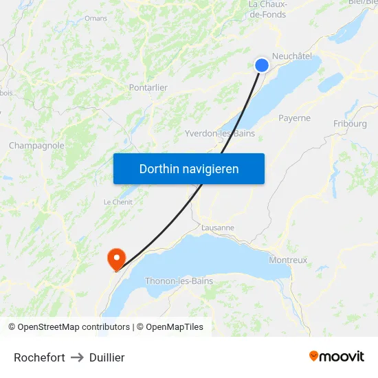 Rochefort to Duillier map