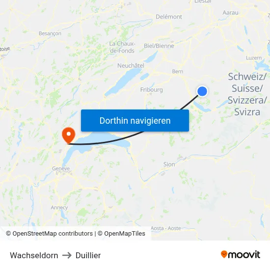 Wachseldorn to Duillier map