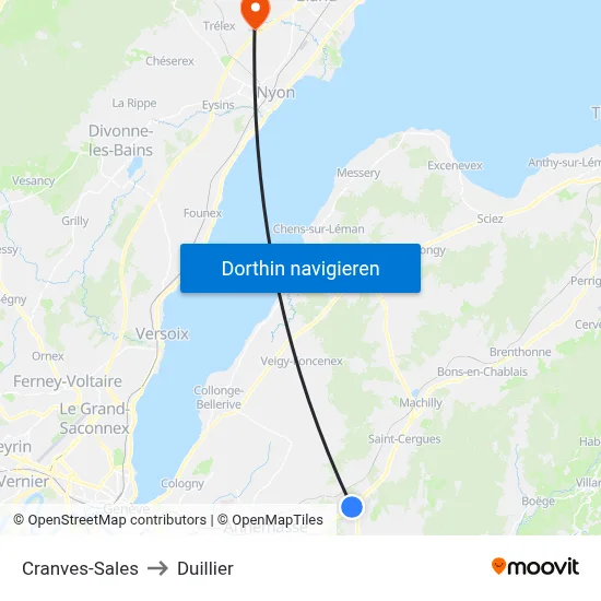 Cranves-Sales to Duillier map