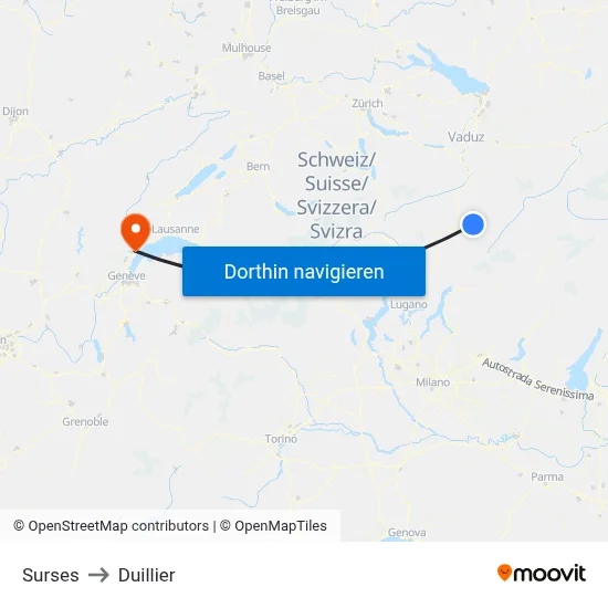 Surses to Duillier map