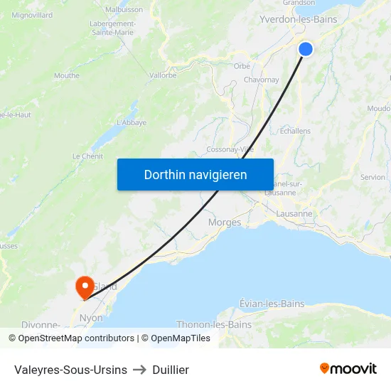 Valeyres-Sous-Ursins to Duillier map