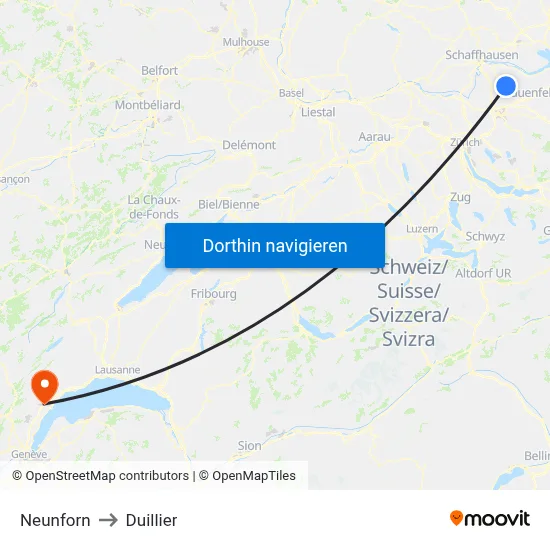 Neunforn to Duillier map