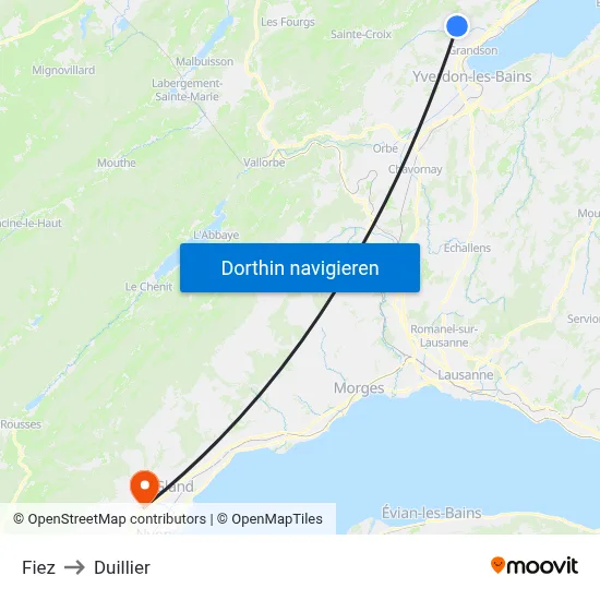 Fiez to Duillier map