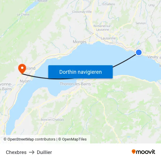 Chexbres to Duillier map