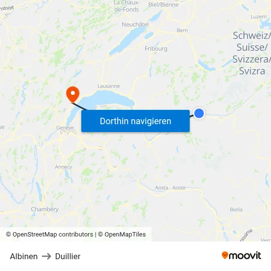 Albinen to Duillier map