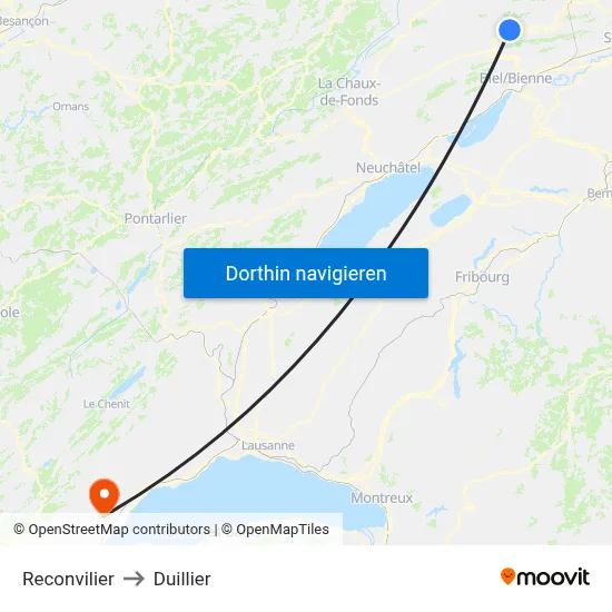 Reconvilier to Duillier map