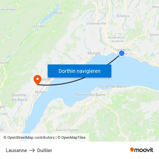 Lausanne to Duillier map