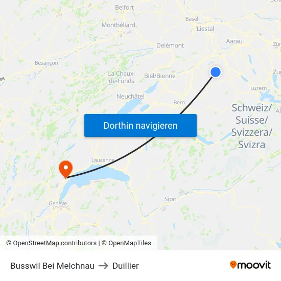Busswil Bei Melchnau to Duillier map