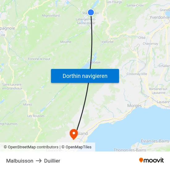 Malbuisson to Duillier map