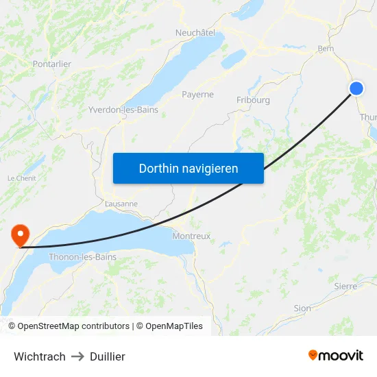 Wichtrach to Duillier map