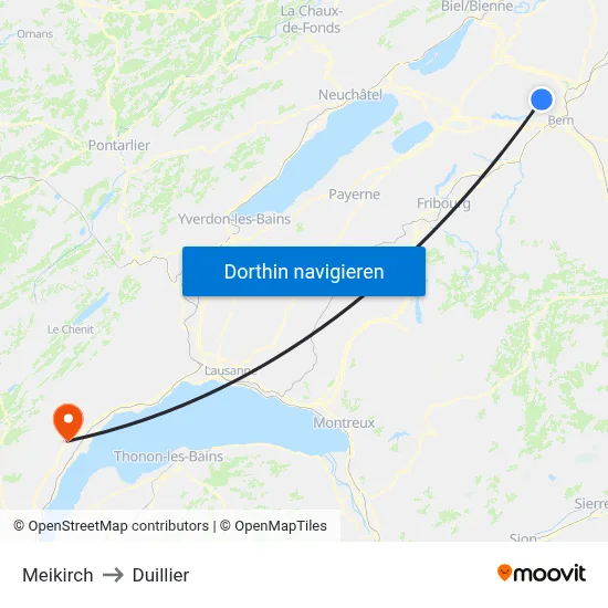 Meikirch to Duillier map