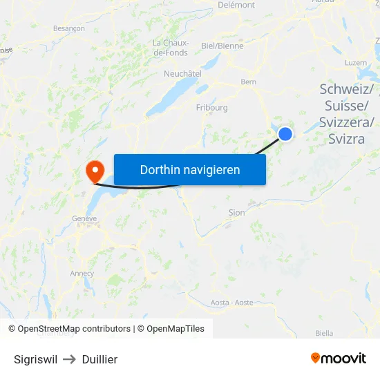 Sigriswil to Duillier map