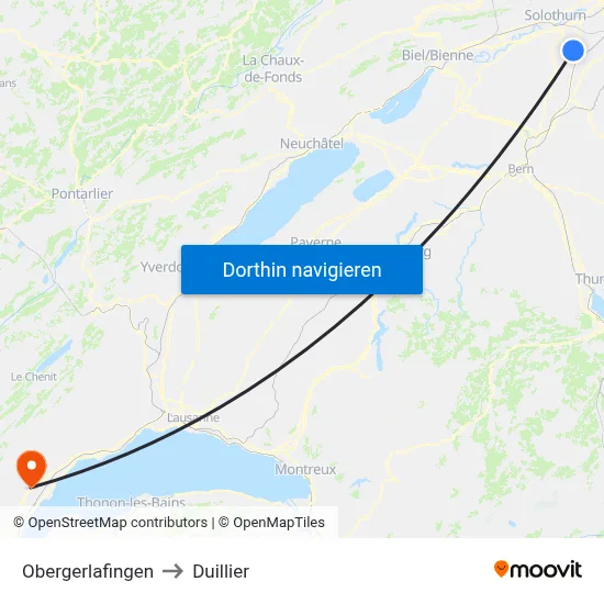 Obergerlafingen to Duillier map