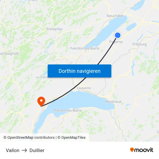 Vallon to Duillier map